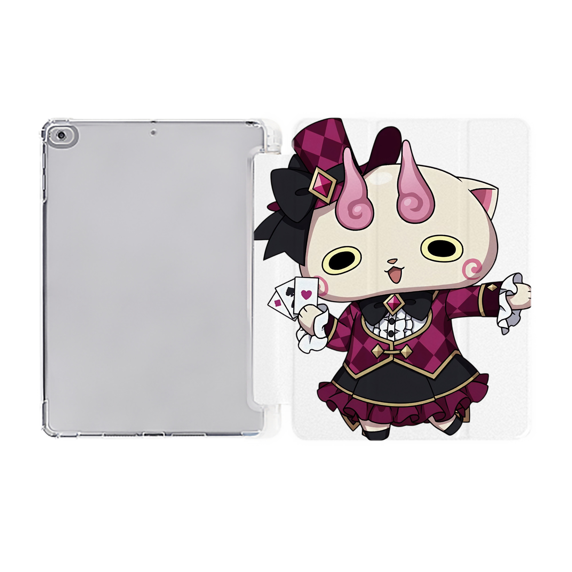 （画像用） 妖怪ウォッチ Yo-kai Watch IPad ケース ペン収納付き 三つ折りスタンド PUレザー×シリコン 対応機種9.5/10.5/10.9インチ